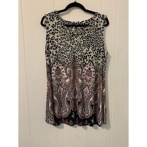 Roz & Ali Womens Size Small S Sleeveless Tunic Top Paisley Stretch